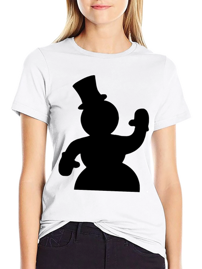 Snowman Silhouette Black T-Shirt