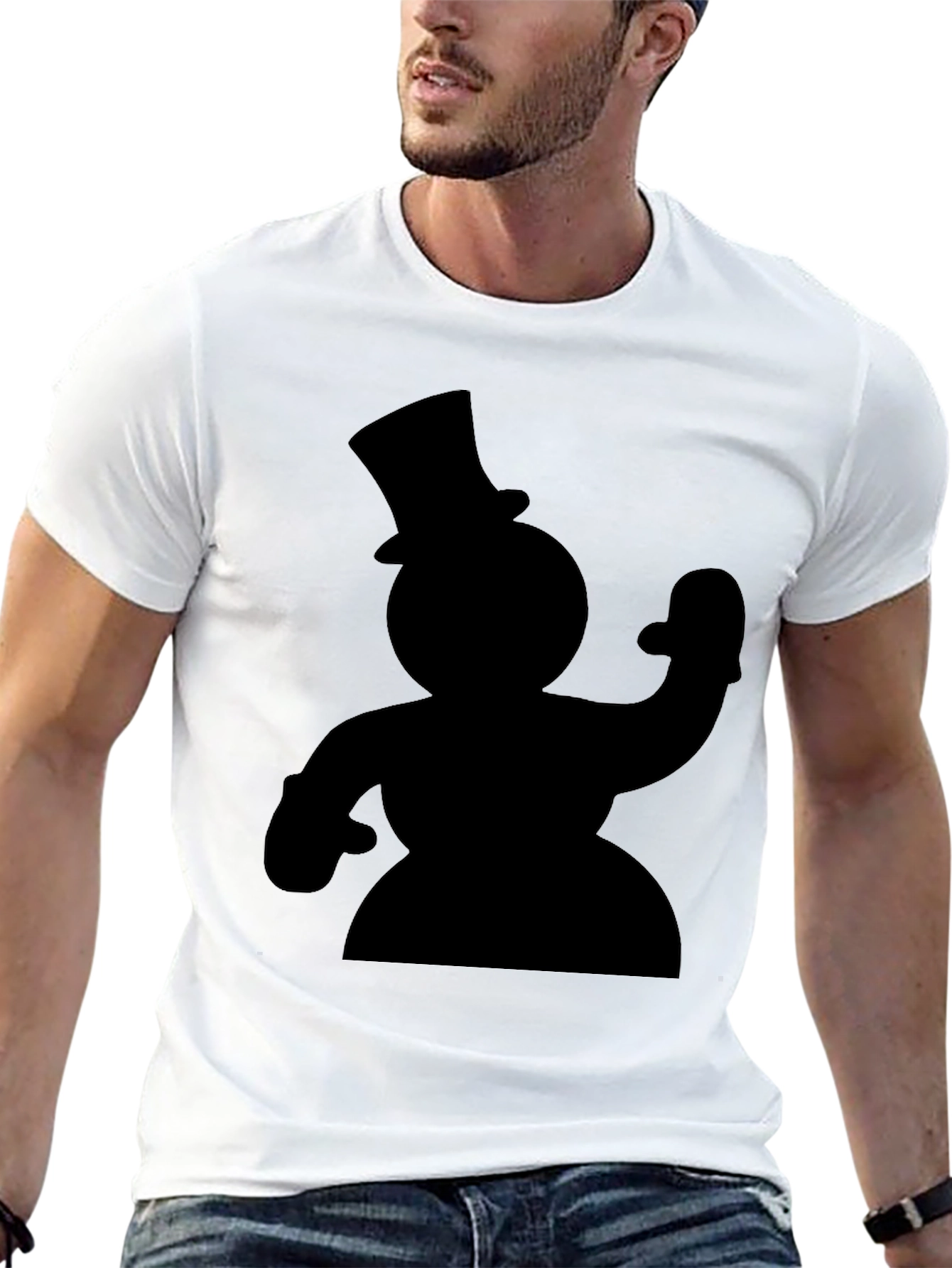 Snowman Silhouette Black T-Shirt