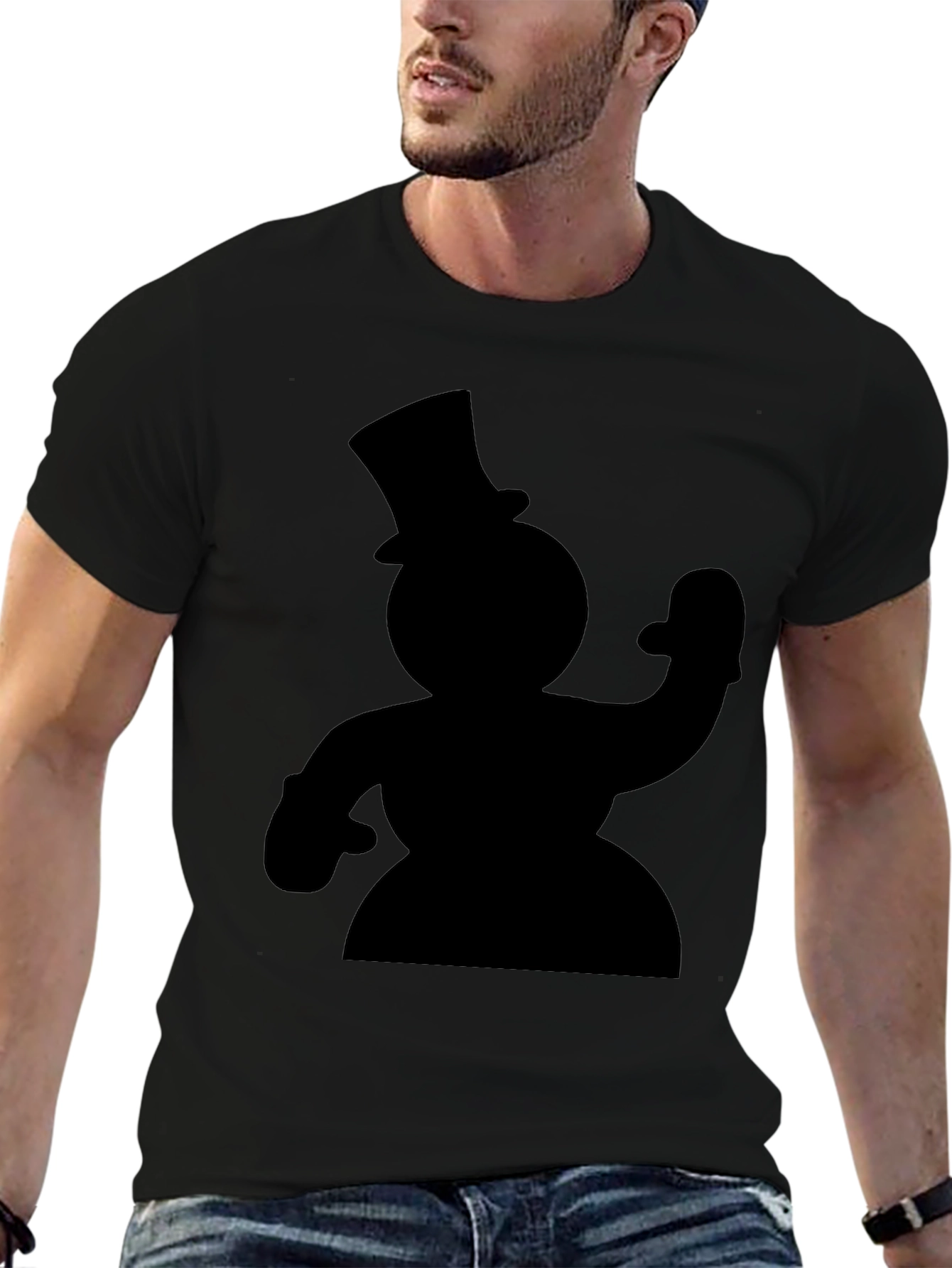 Snowman Silhouette Black T-Shirt