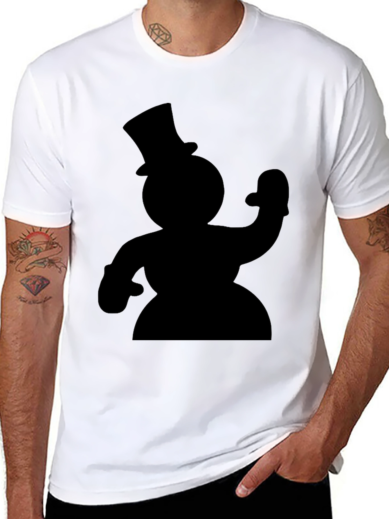 Snowman Silhouette Black T-Shirt