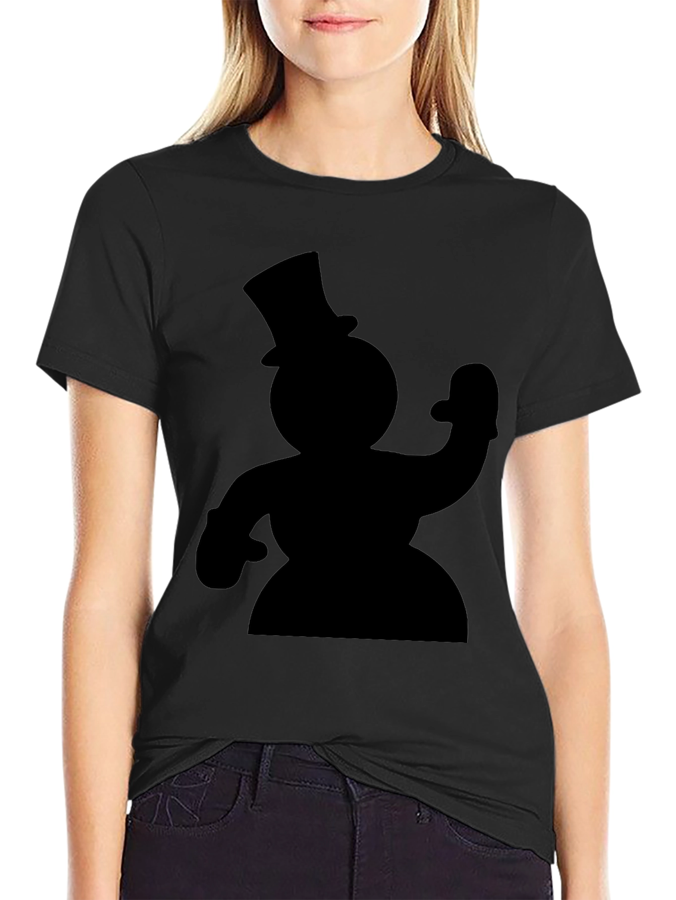 Snowman Silhouette Black T-Shirt