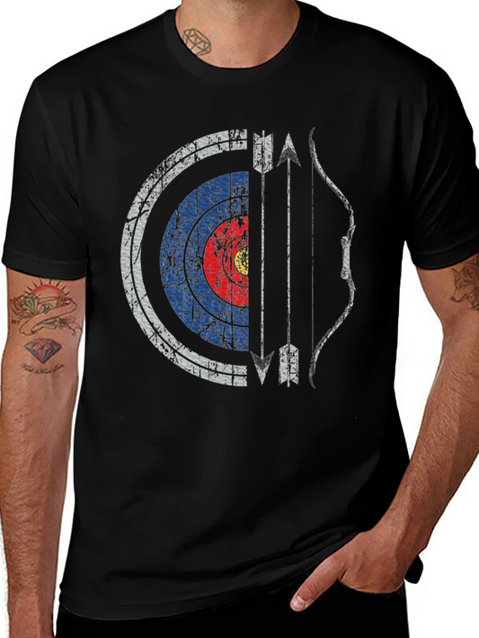 Archery Target Graphic Tee - Distressed Bow & Arrow Design