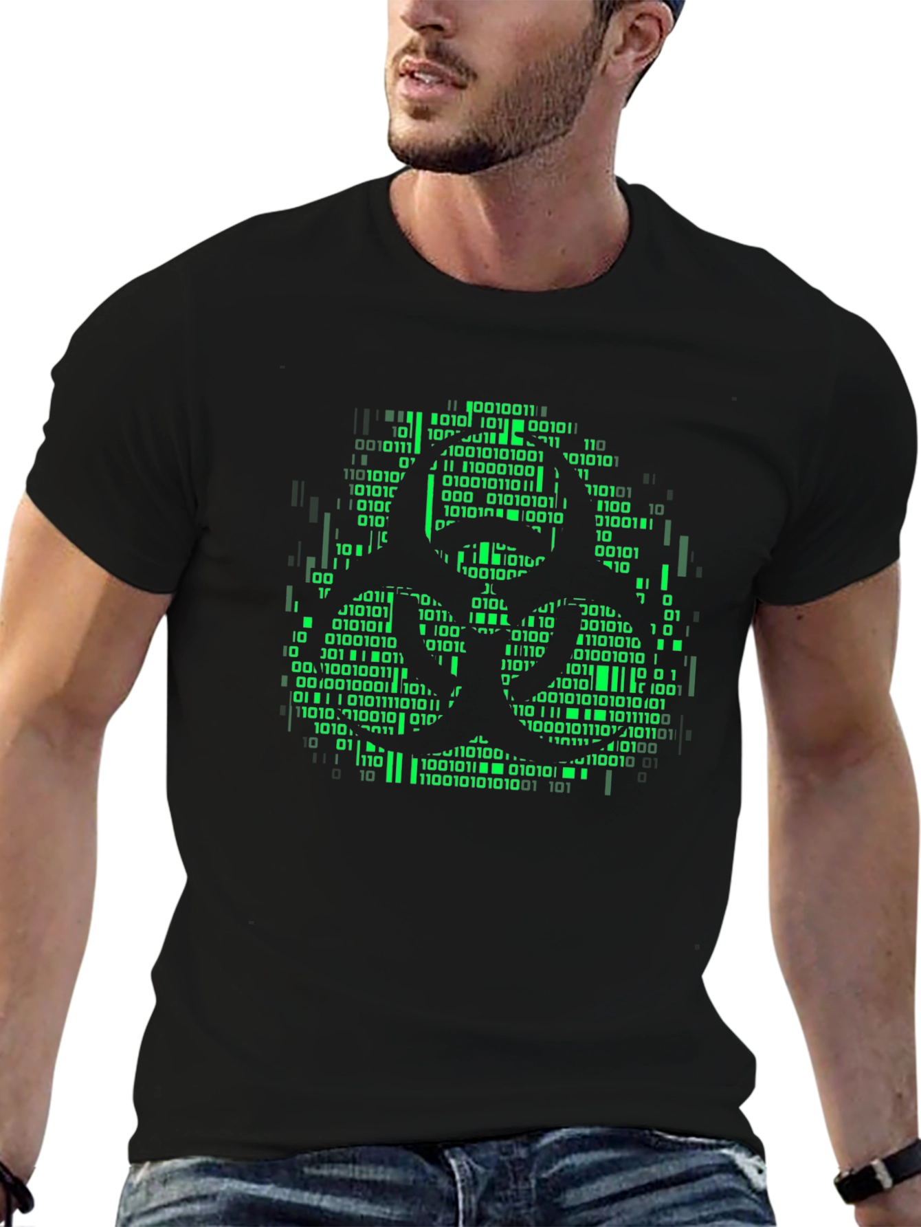 Biohazard Binary Code Graphic T-Shirt