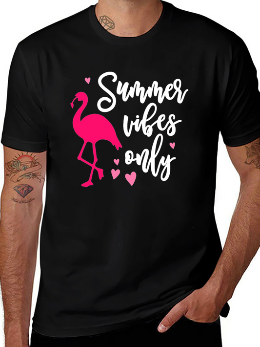 Summer Vibes Flamingo Graphic Tee - Black