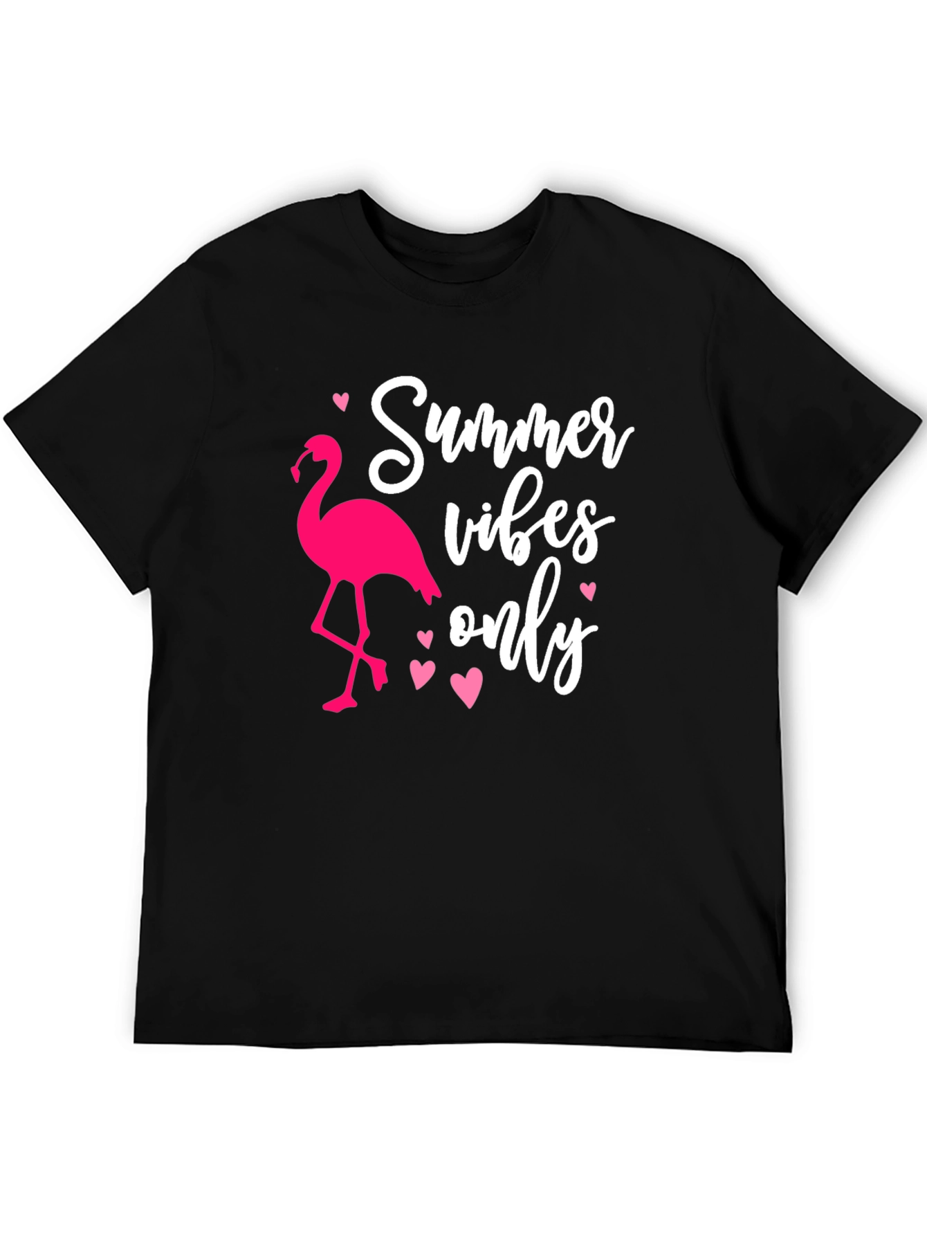 Summer Vibes Flamingo Graphic Tee - Black