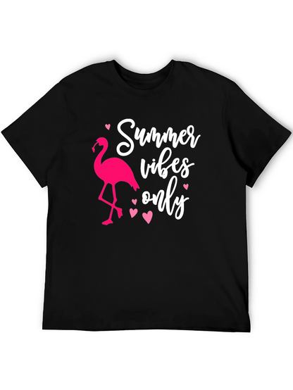 Summer Vibes Flamingo Graphic Tee - Black