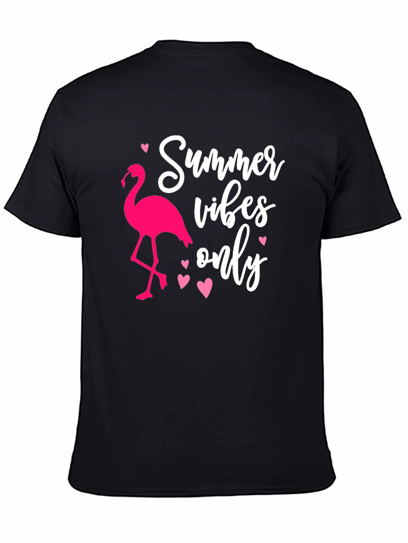 Summer Vibes Flamingo Graphic Tee - Black