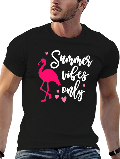Summer Vibes Flamingo Graphic Tee - Black
