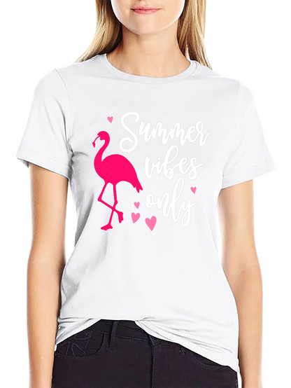 Summer Vibes Flamingo Graphic Tee - Black