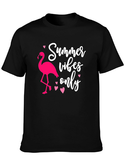 Summer Vibes Flamingo Graphic Tee - Black
