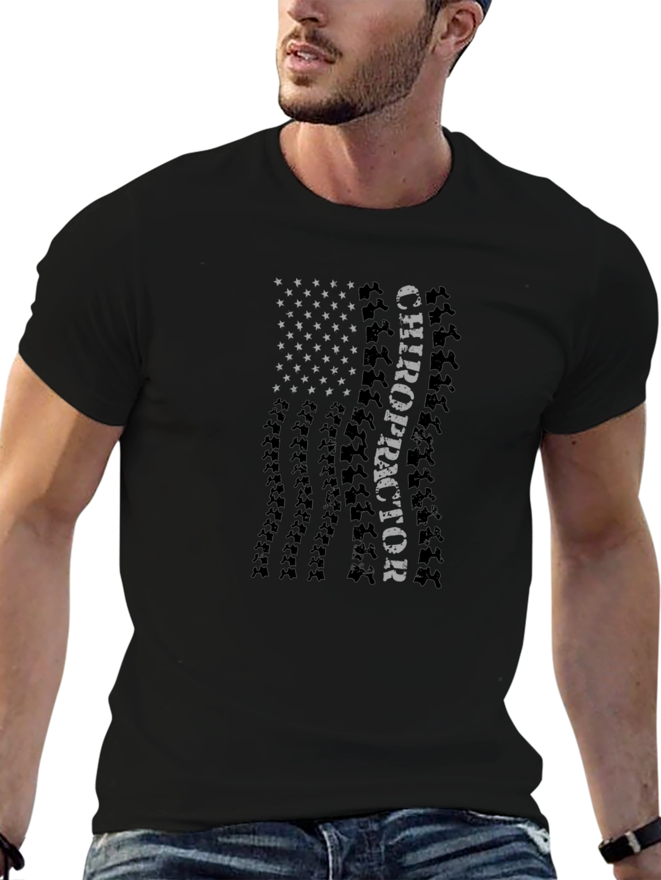 Chiropractor American Flag Graphic T-Shirt