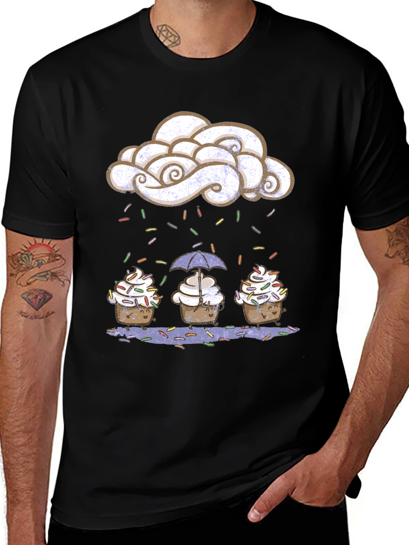 Cupcake Rain Graphic Tee - Sweet Treat Design