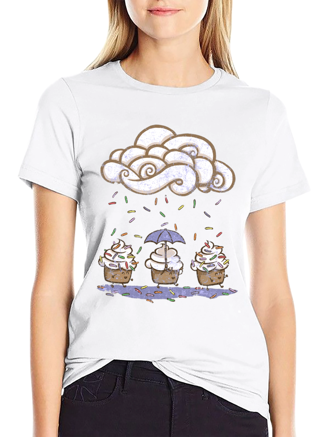 Cupcake Rain Graphic Tee - Sweet Treat Design