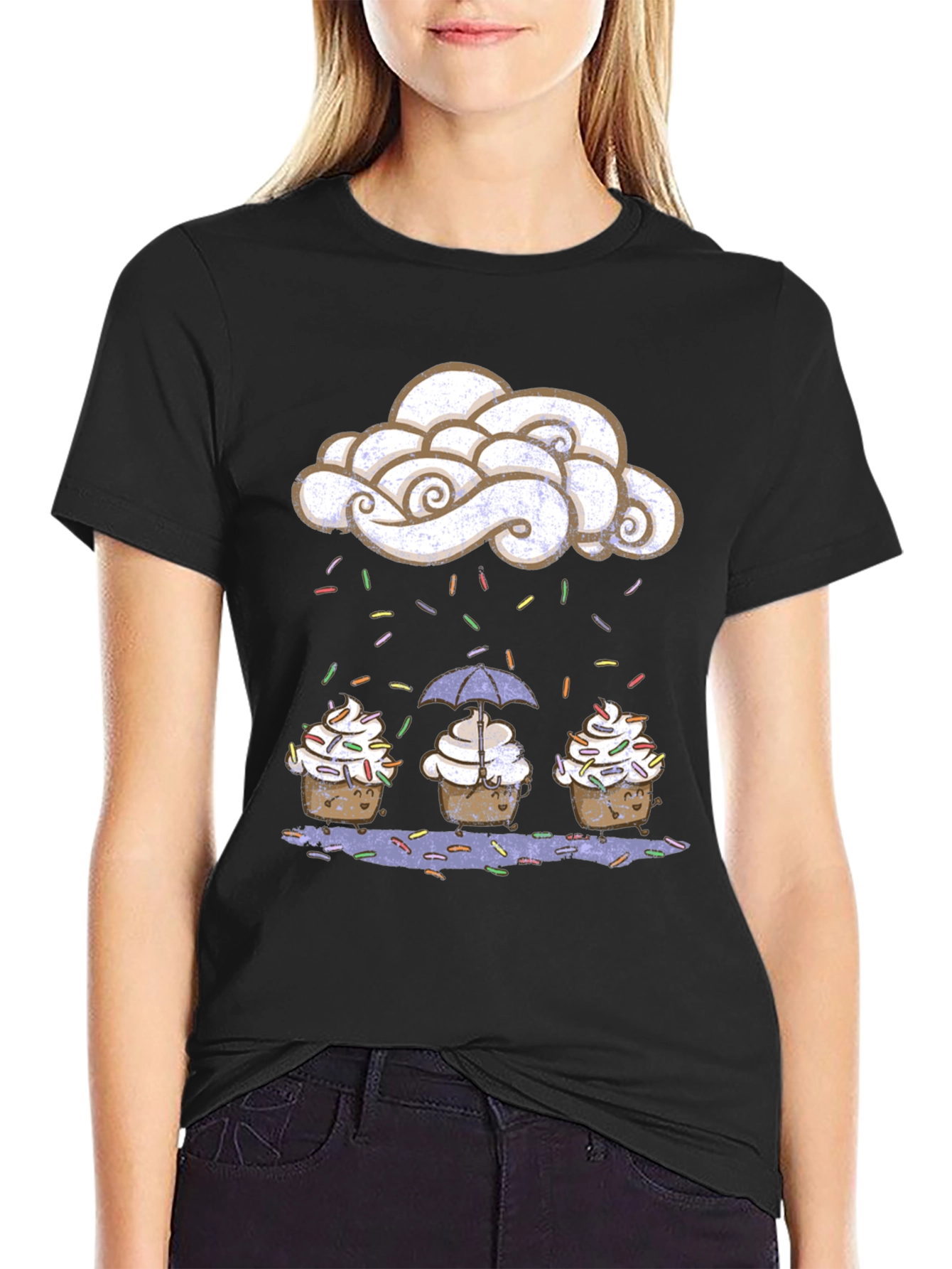Cupcake Rain Graphic Tee - Sweet Treat Design