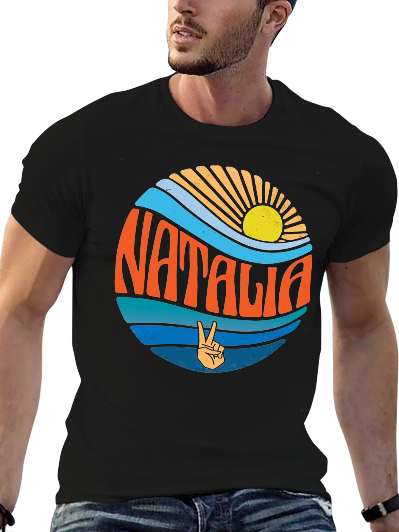 Natalia Retro Graphic T-Shirt - Black