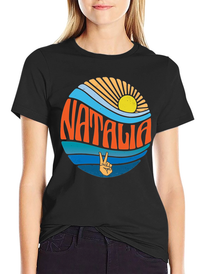 Natalia Retro Graphic T-Shirt - Black