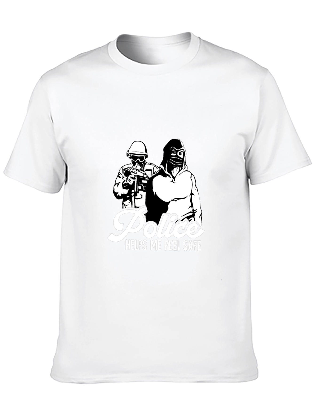 Police Helps Me Feel Safe Black Graphic T-Shirt