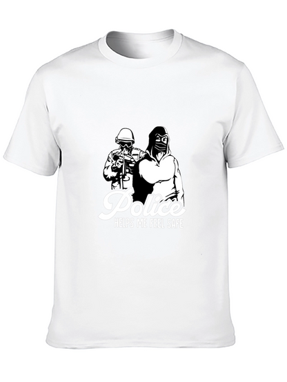 Police Helps Me Feel Safe Black Graphic T-Shirt