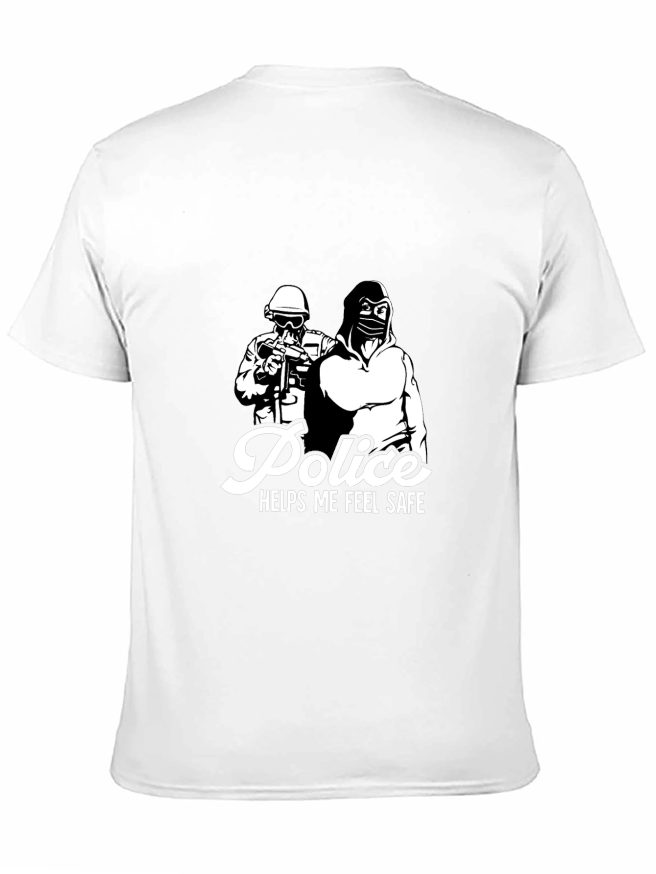 Police Helps Me Feel Safe Black Graphic T-Shirt