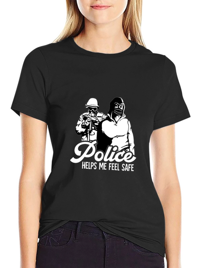 Police Helps Me Feel Safe Black Graphic T-Shirt