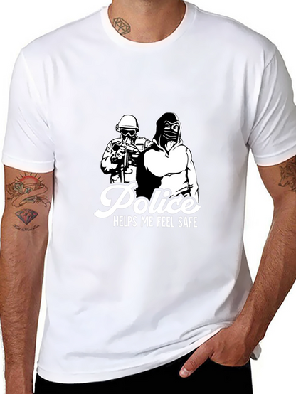 Police Helps Me Feel Safe Black Graphic T-Shirt