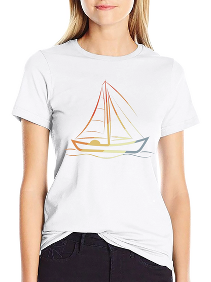 Nautical Sailboat Graphic Tee - Retro Style