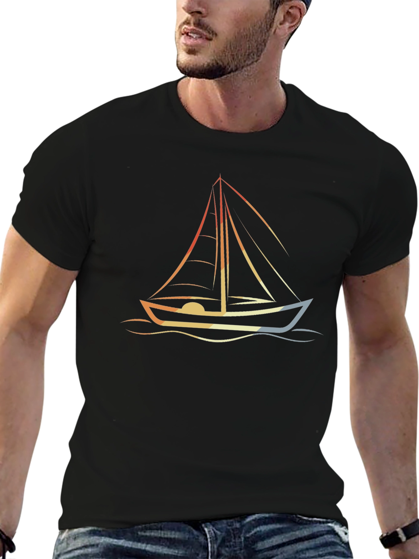 Nautical Sailboat Graphic Tee - Retro Style