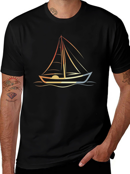 Nautical Sailboat Graphic Tee - Retro Style