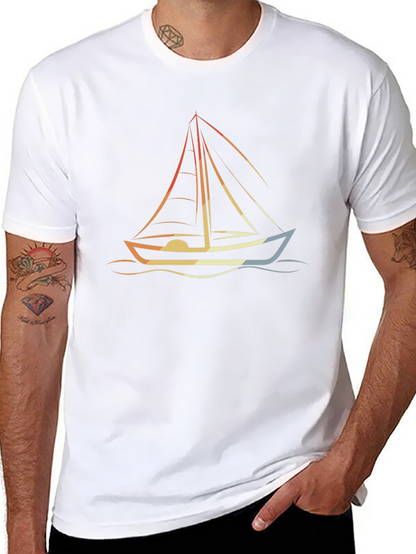 Nautical Sailboat Graphic Tee - Retro Style