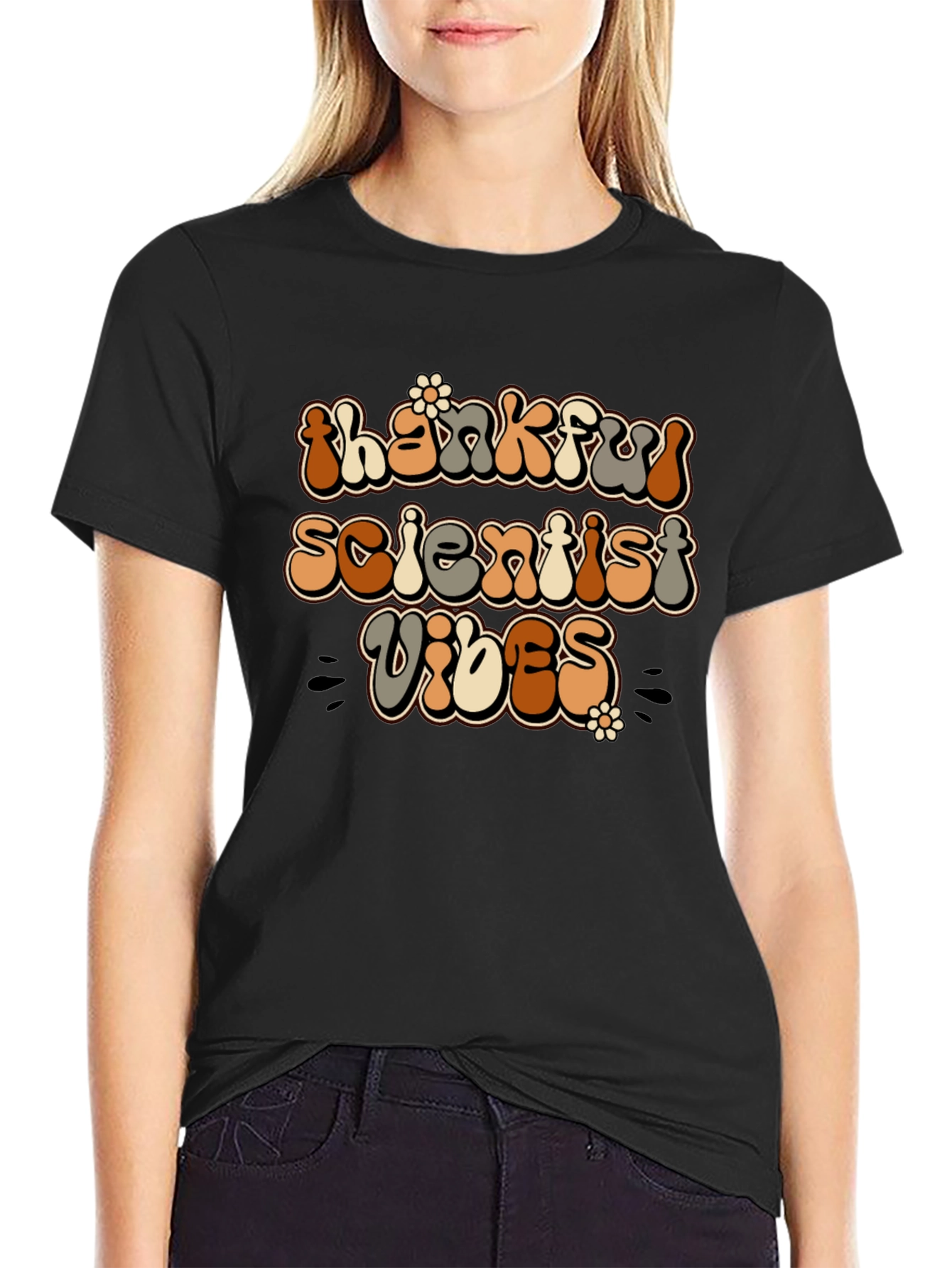 Thankful Scientist Vibes Black T-Shirt