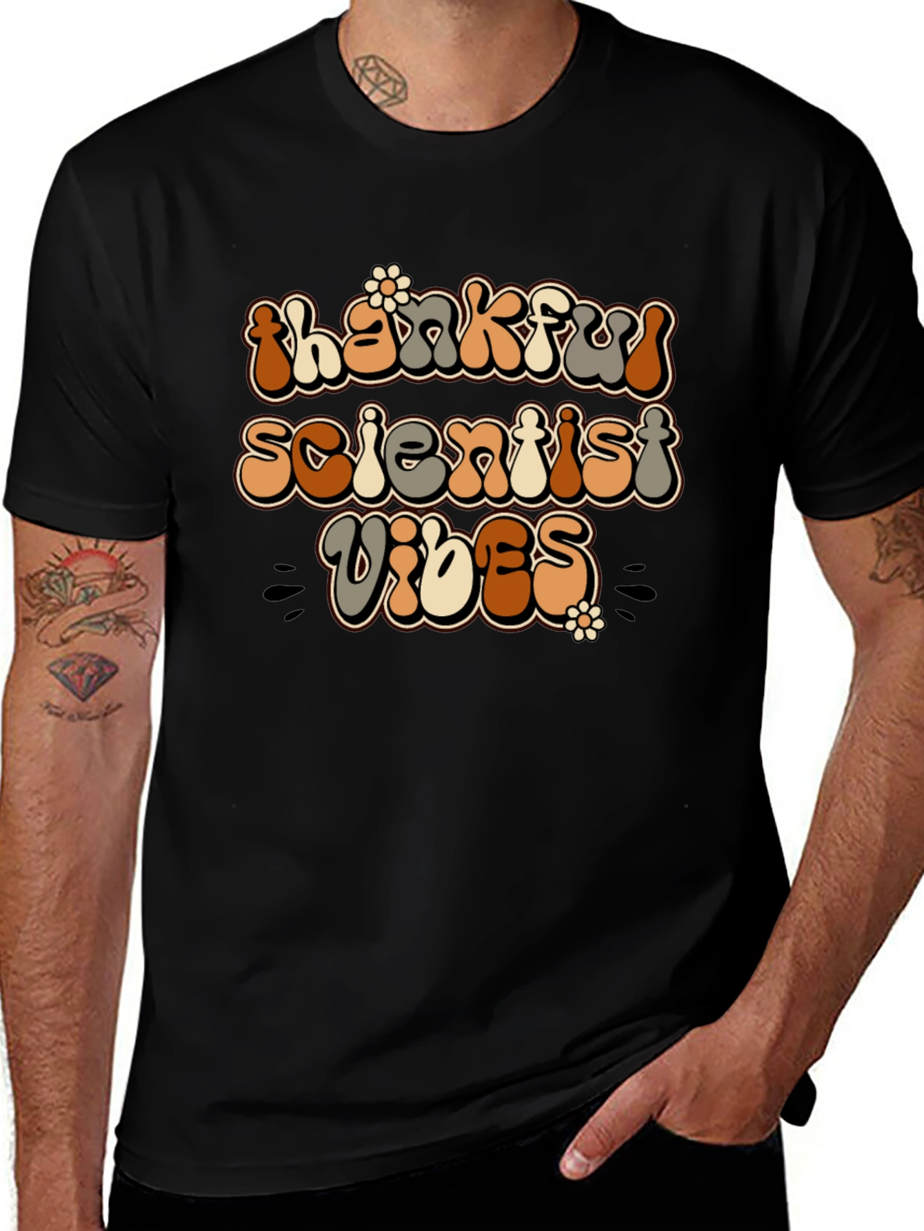 Thankful Scientist Vibes Black T-Shirt