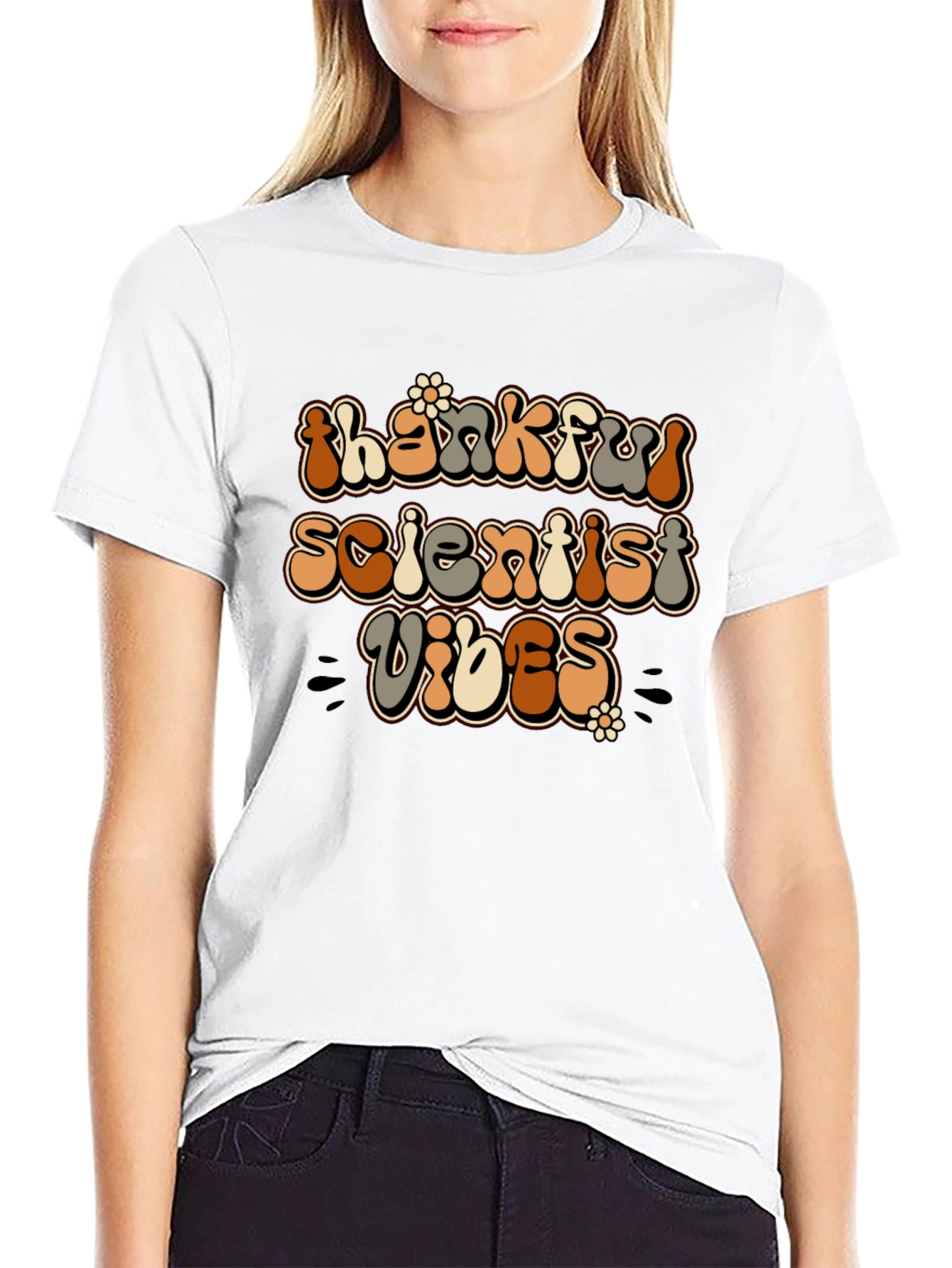 Thankful Scientist Vibes Black T-Shirt