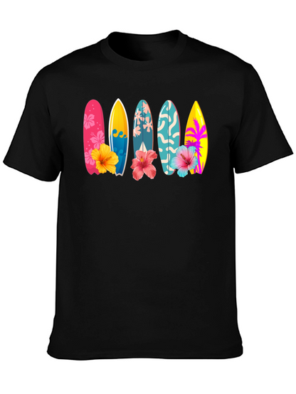 Tropical Surfboard Hibiscus Graphic Tee