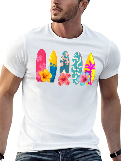 Tropical Surfboard Hibiscus Graphic Tee