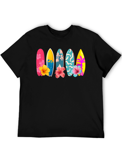 Tropical Surfboard Hibiscus Graphic Tee