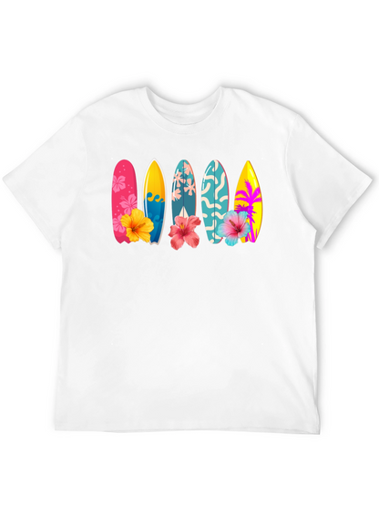 Tropical Surfboard Hibiscus Graphic Tee