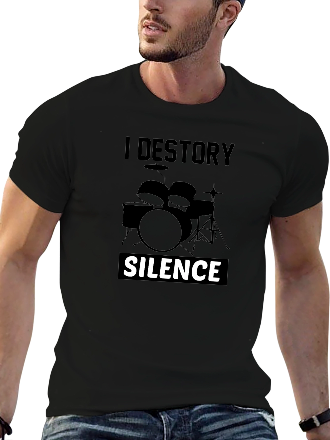 I Destroy Silence Drummer T-Shirt - Black